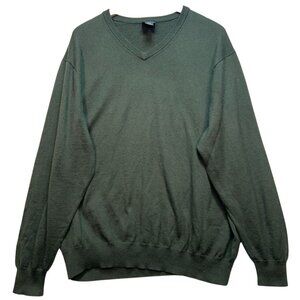Jos. A. Bank Men's V Neck Wool Pullover Sweater Knit Long Sleeve Size XXL Green